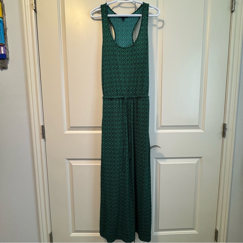Banana Republic Green Black Geometric Print Sleeveless Racerback Maxi Dress Sz S